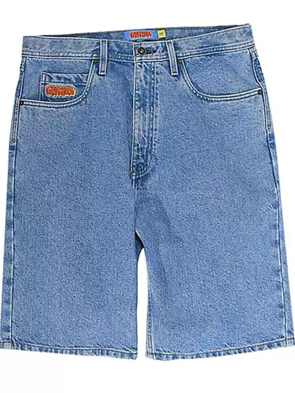 Skateboard Denim Shorts Washed Classic Denim Shorts Men's Summer Loose Retro Trendy Brand Solid Color Casual Five-Point Shorts