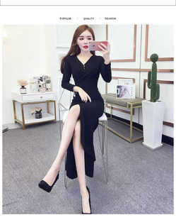 端庄大气晚宴敬酒服2024新款高贵新娘伴娘年会礼服开叉长款连衣裙