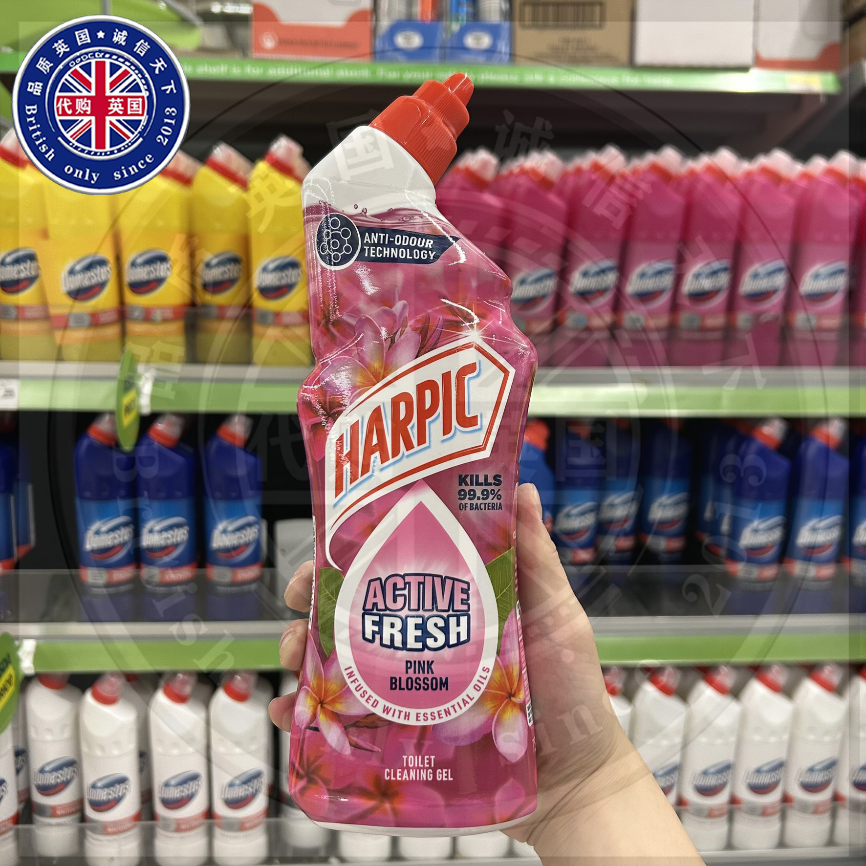 英国原装HARPIC亮湃柠檬强力洁厕啫喱强效除垢尿渍抑菌除臭樱花味