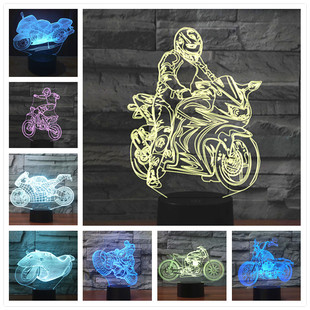 饰遥控小夜灯 装 网红背影灯 七彩触控LED视觉灯 摩托车充电3D灯