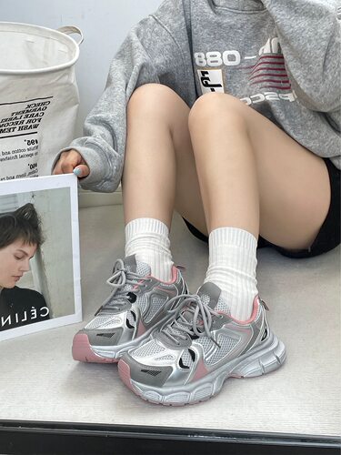 韩国2025春秋新款老爹鞋女真皮厚底防滑轻便休闲鞋增高运动鞋