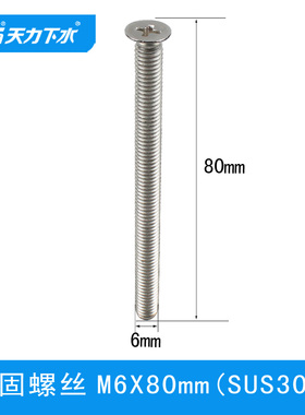 天力M6X80mm紧固螺丝 拖把池加长下水器固定不锈钢配件C0086N010