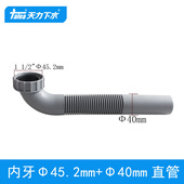 天力内牙45下水管1.5寸螺牙转直管直径40mm塑料管直通连接P0578
