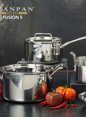 丹麦scanpan不锈钢炖锅Fusion 5系列小奶锅双耳炖锅无涂层大容量