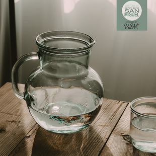 西班牙VSM 透明玻璃杯 环保手工加厚玻璃2.3L大容量圆把手冷水壶