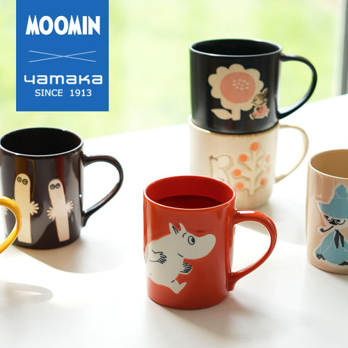 日本山加商店yamaka进口姆明moomin陶瓷马克杯木盖早餐杯礼物家用