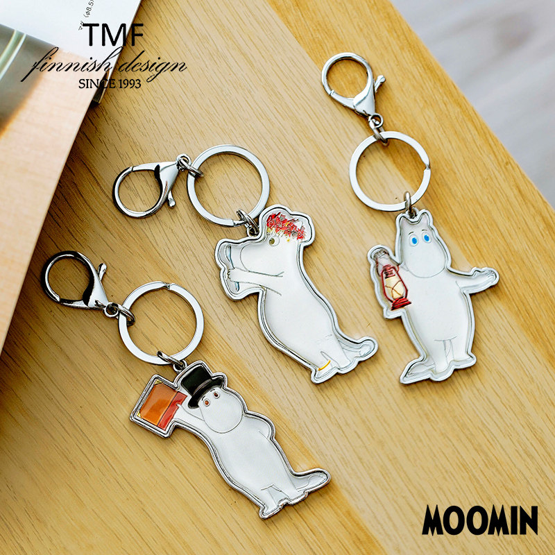 芬兰TMF姆明Moomin金属情侣钥匙链卡通卡扣皮革背包挂件可爱挂饰