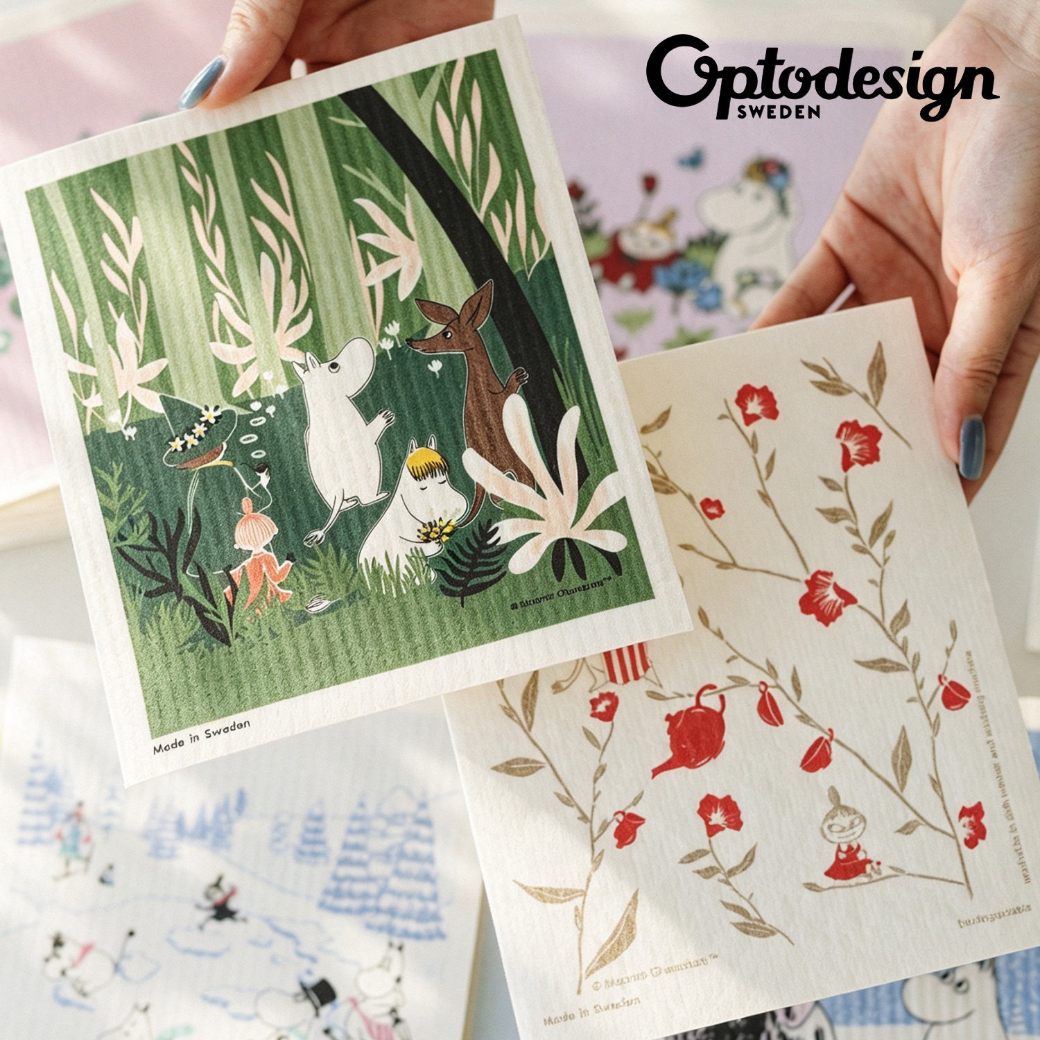 瑞典进口Optodesign设计之光姆明Moomin多用抹布百洁布洗碗海绵布