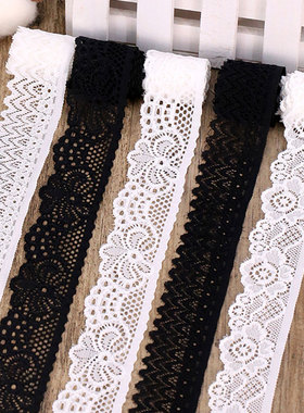 弹力蕾丝边花边衣服辅料装饰配饰黑色白色手工DIY服装蕾丝带布料