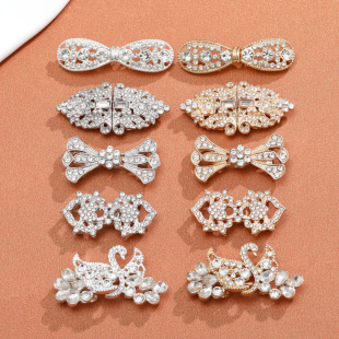 高档国风旗袍金属盘扣扣子水钻对扣搭扣皮草子母扣新中式 饰扣 女装