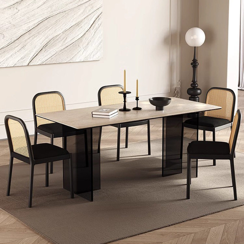 法式复古极简洞石岩板餐桌椅组合设计师侘寂风亚克力长方形餐桌,商业/办公家具,餐桌椅系列,淘宝优惠券,粉丝福利购,淘宝优惠卷