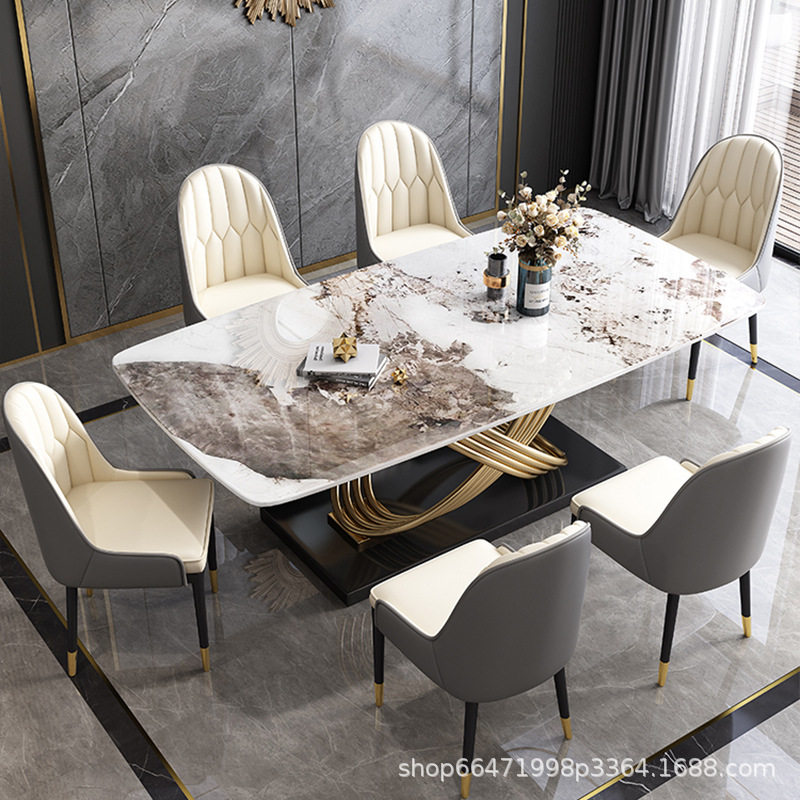 意式岩板餐桌椅组合现代简约长方形小户型家用饭桌轻奢镀金架方桌,商业/办公家具,餐桌椅系列,淘宝优惠券,粉丝福利购,淘宝优惠卷