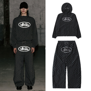 潮 连帽拉链外套宽松休闲裤 韩国badblood美式 波点反光速干防晒套装