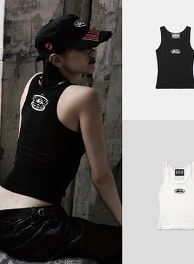 韩国badblood美式街头工字背心小标刺绣高弹运动外穿上衣男女同款