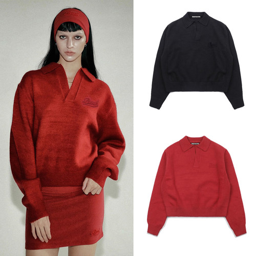 韩国badBlood美式复古毛衣