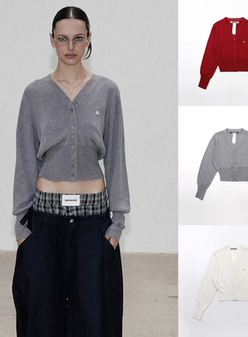 韩国badblood秋季V领毛衣开衫女复古小香风修身外搭针织短外套