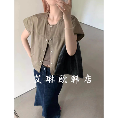 enxi20510秋休闲短袖衬衫外套女