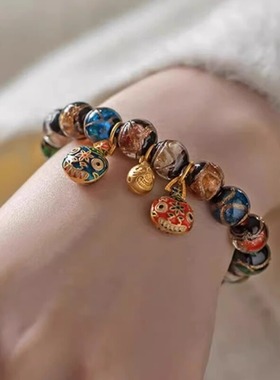 香灰琉璃手串情侣款吞金兽好运手链幸运景区寺庙爆款礼物一家三口