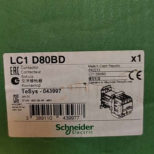 LC1D80BD接触器，线圈DC24V，，