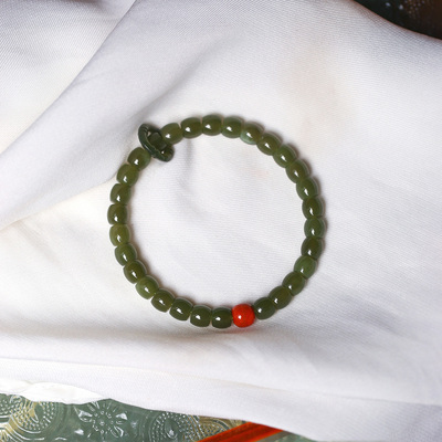 天然和田玉青黄口料直切珠原创搭配款手链 女款玉石手串饰品礼物