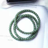 玉石饰品 料子冰透细度好女款 天然和田玉碧玉鸭蛋青直切款 手链