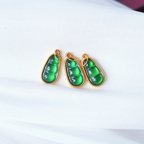 危料帝王绿18K金镶嵌福豆款吊坠