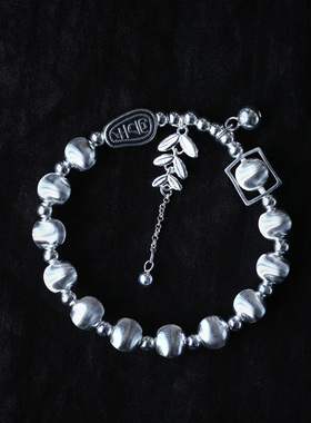 990足银猫眼珠时尚流行手链 女款纯银简约时尚款银手链饰品