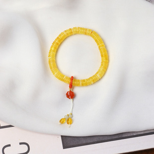 天然蜜蜡金绞蜜盘珠原创搭配手链 琥珀蜜蜡手串饰品礼物 女款