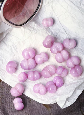 天然猫眼料紫锂辉爱心隔珠DIA配饰 女款紫色系水晶手串饰品