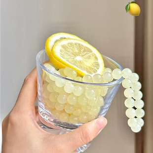 精品玉石天然和田玉蜂蜜水色圆珠款 男女玉石冰料起荧光手串 手链