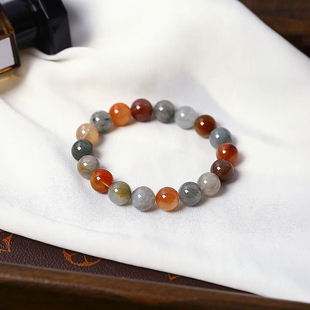 水晶兔毛手串饰品礼 女款 工厂福利 天然水晶彩兔毛圆珠单圈手链