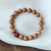 文玩桃木手串情侣款 天然桃木搭配朱砂手链 本命年男女款 饰品