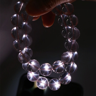 天然冰种星光粉晶手链六芒 莫桑比克单圈粉水晶手链情人节礼物女