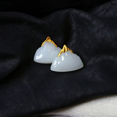 玉石挂坠饰品 男女款 天然和田玉羊脂白玉18K金镶嵌日照金山款 吊坠