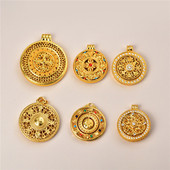 男女款 黄金质感 沙金吊坠饰品礼物 工艺精致 沙金镂空八宝罗盘
