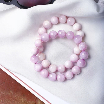 工厂特价处理 克价2毛 天然水晶紫锂辉圆珠单圈手链 微黑点