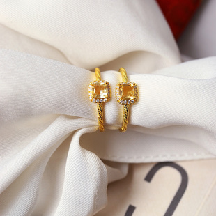 精品彩宝 天然黄水晶纯银镶嵌款戒指 女款简约彩宝戒指送女友礼物