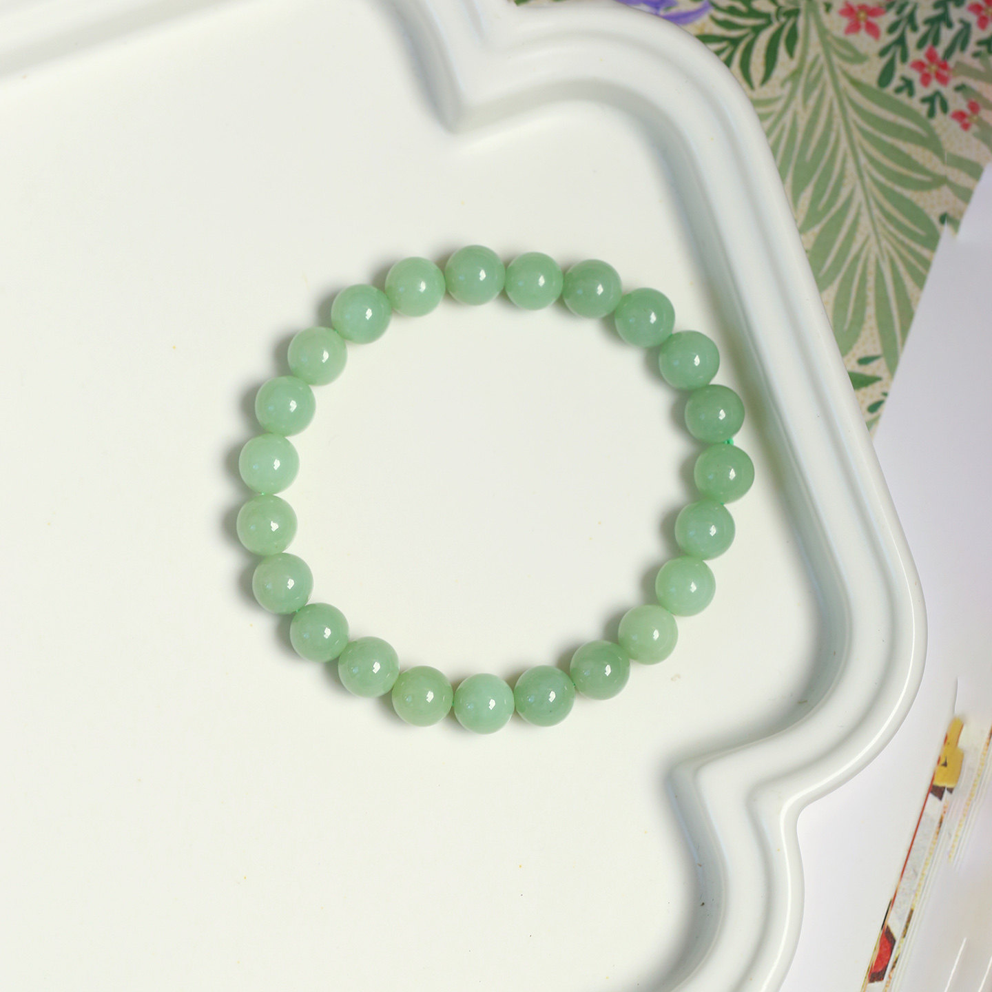 天然和田玉新疆黑羊洞碧玉圆珠手链 女款玉石简约款手串饰品礼物