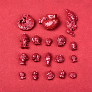 紫金砂朱砂高含量配件小鱼形弯管手链佛珠穿珠DIY手工饰品隔配珠