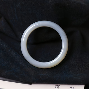 精品 天然和田玉俄料青白玉厚装羊脂玉手镯 女款妈妈镯饰品礼物