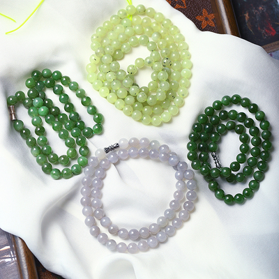 一物一图 孤品清仓捡漏 烟灰糖料青玉碧玉和田玉多圈珠链项链