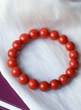 克价超值 天然南红玛瑙川料九口料火焰纹圆珠款手链女款南红饰品