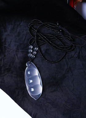 工厂特价处理福利 天然白水晶雕刻福豆款吊坠毛衣链挂坠