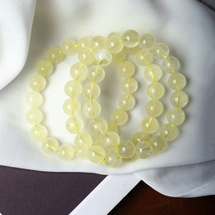 工厂处理福利价天然柠檬黄水晶圆珠单圈手链男女款 黄水晶手串饰品