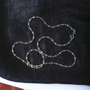 纯银车珠隔珠款项链 男女款简约时尚足银锁骨链项链饰品