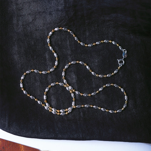 纯银车珠隔珠款项链 男女款简约时尚足银锁骨链项链饰品 - 封面