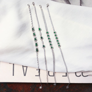 天然A货帝王绿翡翠手链危料925银镶嵌原创手链可调节 手串饰 女款
