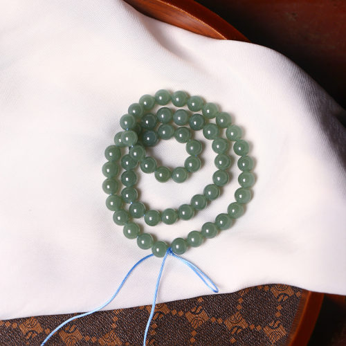 天然和田玉新疆料且末蓝圆珠款项链半成品女款玉石颈链妈妈链礼物