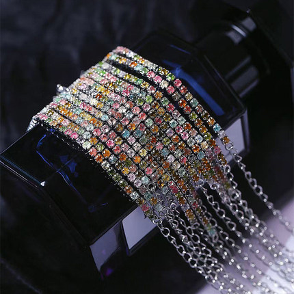 爆款福利 天然碧玺镀银托镶嵌款手链 女款彩宝碧玺精工彩宝饰品