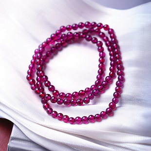 精品天然紫牙乌石榴石三圈款手链透体葡萄紫女款水晶简约手串饰品